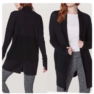 Lululemon Sit in Lotus black ribbed cardigan